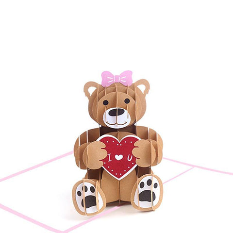 Inloveartshop Handmade Cute Bear 3D Greeting Card