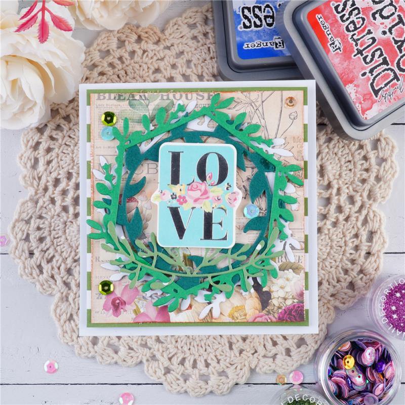 Inloveartshop Hexagonal Leaf Border and Frame Cutting Dies