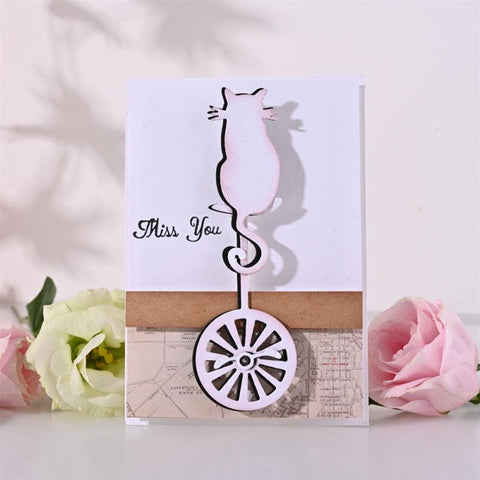 Inloveartshop Little Bird and Cat Riding Unicycle Animals Theme Cutting Dies