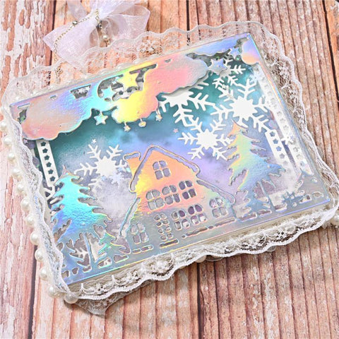 Pretty Christmas Village Scenery Background Dies - Inlovearts