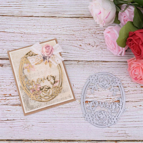 Inloveartshop Floral oval Frame with "Forever" Word Cutting Dies