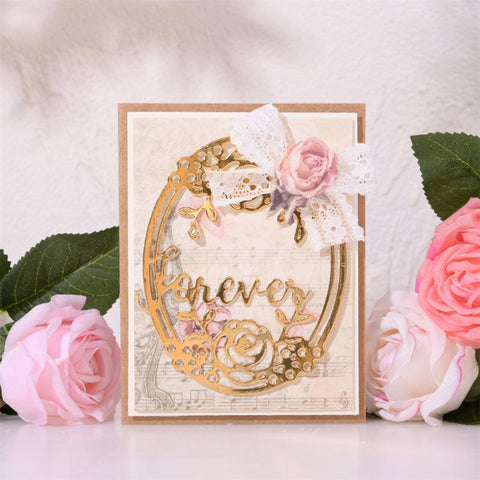 Inloveartshop Floral oval Frame with "Forever" Word Cutting Dies