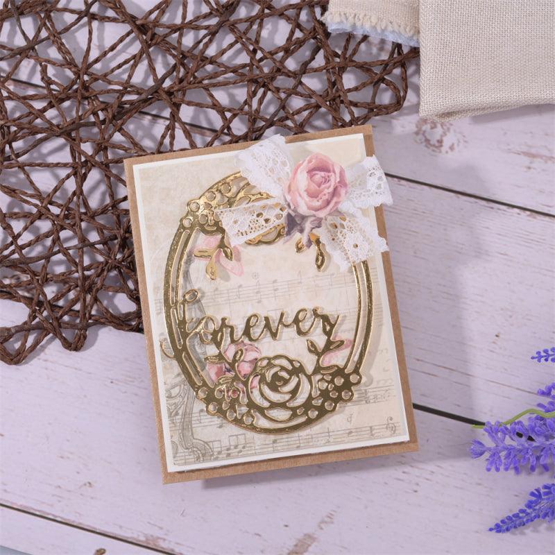 Inloveartshop Floral oval Frame with "Forever" Word Cutting Dies