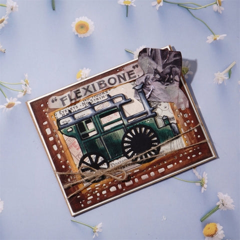 Inloveartshop Vintage Steam Car Background Board Cutting Dies