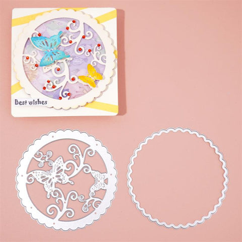 Inloveartshop Circle Frame & Hollow Circle Butterfly Frame Cutting Dies