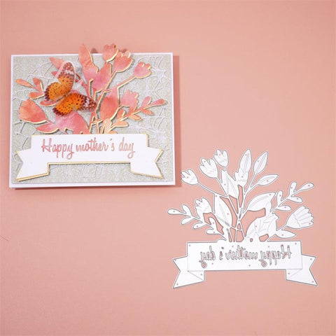 Inloveartshop Creative Branches & Flowers Bouquet On Word Tag Cutting Dies