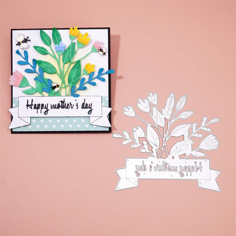 Inloveartshop Creative Branches & Flowers Bouquet On Word Tag Cutting Dies