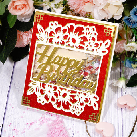 Inlovearts "Happy Birthday" Surrounded by Flowers Cutting Dies