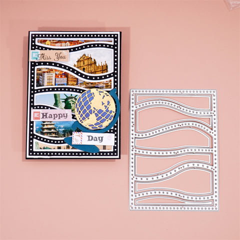 Inlovearts Combination of Rectangle Wavy Line Background Cutting Dies
