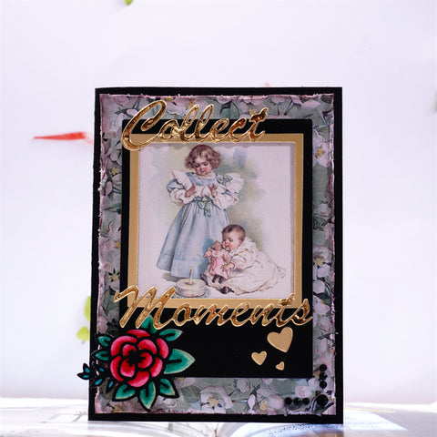 Inlovearts Photo with "Collect Moments" Word Cutting Dies