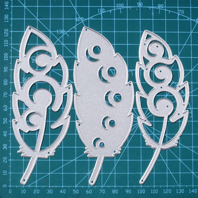 Inlovearts 3pcs Feather Metal Cutting Dies