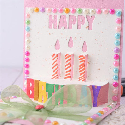 Inloveart 3D Happy Birthday Cake Metal Cutting Dies