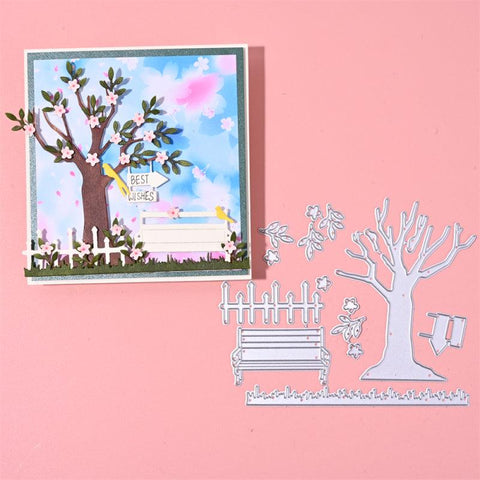 Inloveartshop Branches, Flowers, Trees, Fence & Bench Cutting Dies