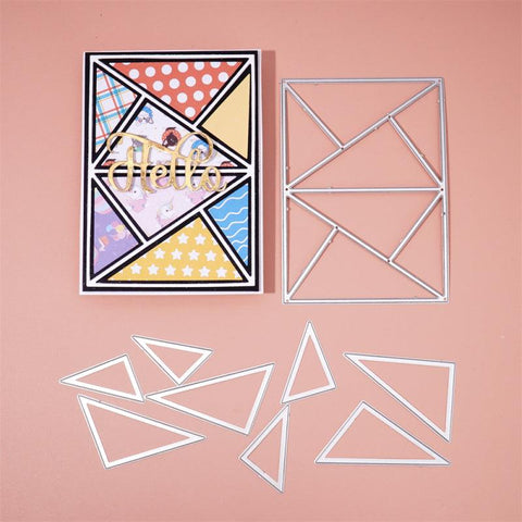 Cutting Dies for Card Making Rectangle Triangle Background Metal Die Cuts  Hollow Frame Embossing Template for DIY Scrapbooking Craft Album Decor B1I1  