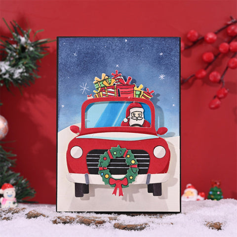 Inloveartshop Santa Claus Driving a Car Full of Presents Christmas Theme Cutting Dies