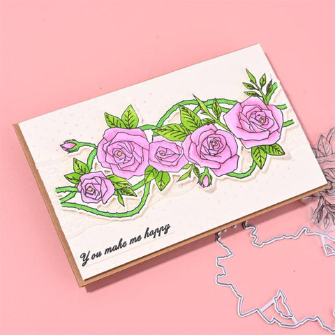 Inloveartshop Stylish Rose Bush Dies with Stamps