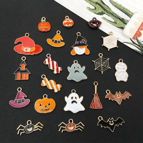 20 Pcs Drip Alloy Small Pendant Decorations(A-Christmas; B-Halloween)